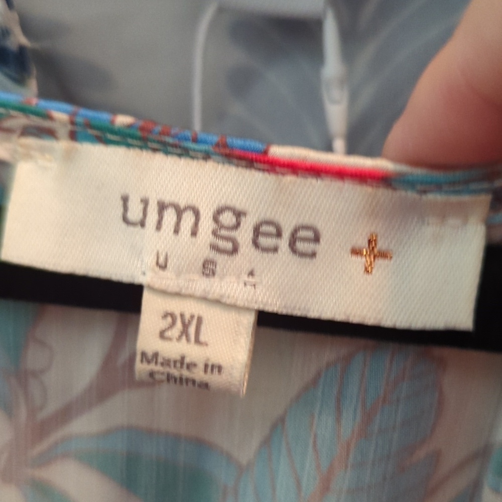 Umgee Floral Blouse with Ruffle Sleeves Colorful V-Neck Retro Women's Size 2XL - Picture 3 of 5